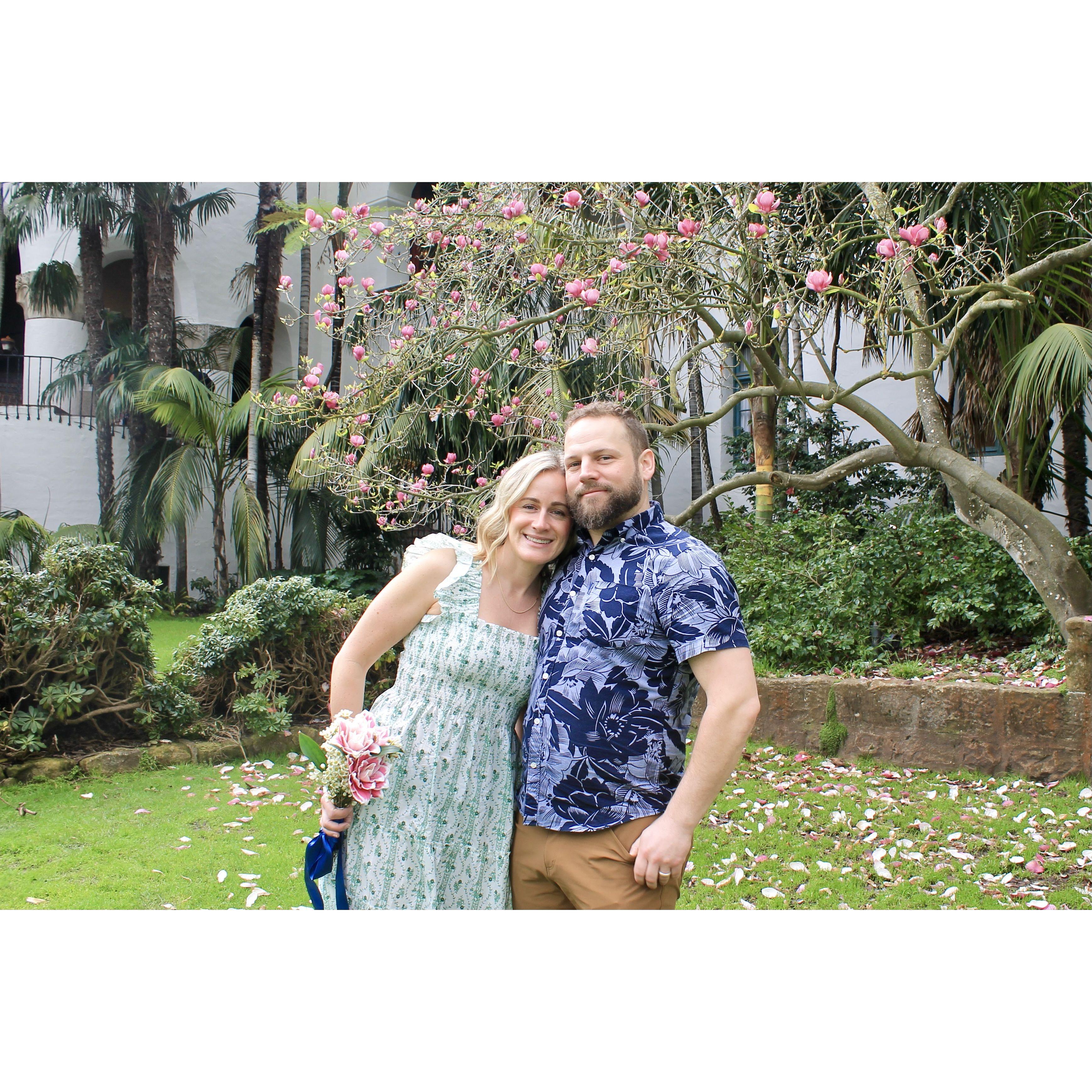 In the Santa Barbara Courthouse garden