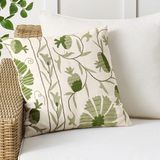 Wren Suzani Outdoor Pillow, 20", Green Multi