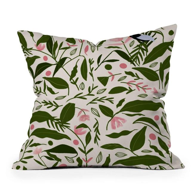 16"x16" Mary Joak Aanu the Plant Lady Square Throw Pillow Green/Ivory - Deny Designs