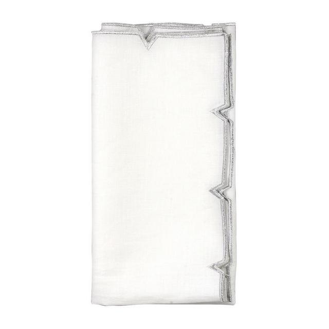 Kim Seybert DIVOT NAPKIN IN WHITE & SILVER