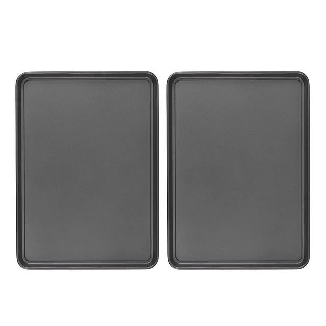 GoodCook Dishwasher Safe Nonstick Steel XL Cookie Sheet, 15'' x 21'', Gray, Set of 2 (42050)