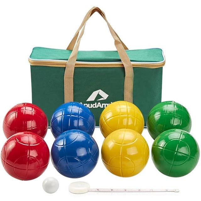 ApudArmis 100mm Bocce Balls Set, Lighter Outdoor Bocce Game for Backyard/Lawn/Beach - Set of 8 Soft PE Balls & 1 Pallino & Nylon Carrying Case & Measuring Tape for Kids Teens Beginners