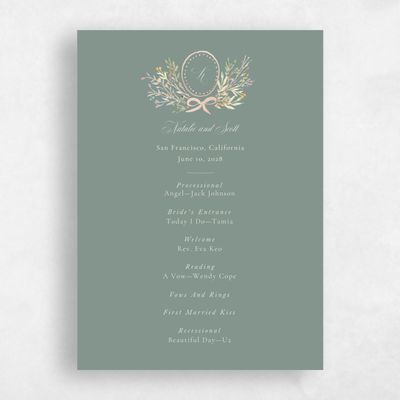 Deep Sage, Green Wedding Program - Pesco