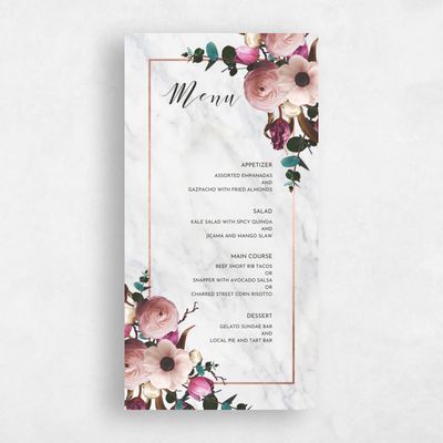 Pink Wedding Menu - Camellia