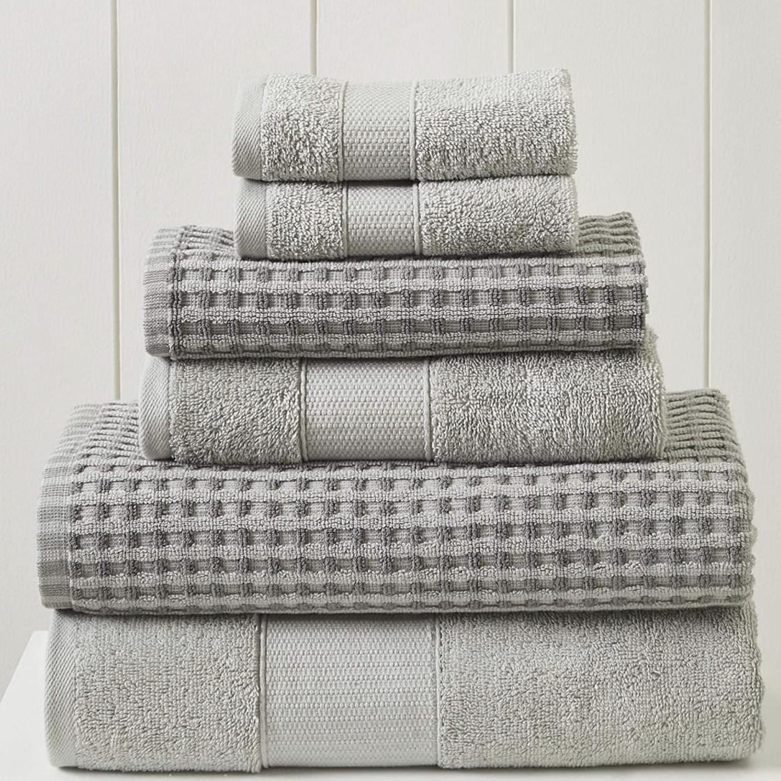 Amrapur Overseas 6-Piece Yarn Dyed Cobblestone Jacquard Towel Set Silver