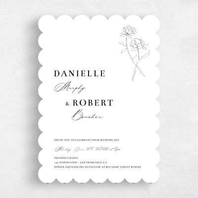 White Scalloped Wedding Invitation - Ingrid Bloom