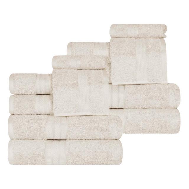 Cotton Plush Highly-Absorbent Heavyweight Luxury 12 Piece Assorted Towel Set, Almond - Blue Nile Mills