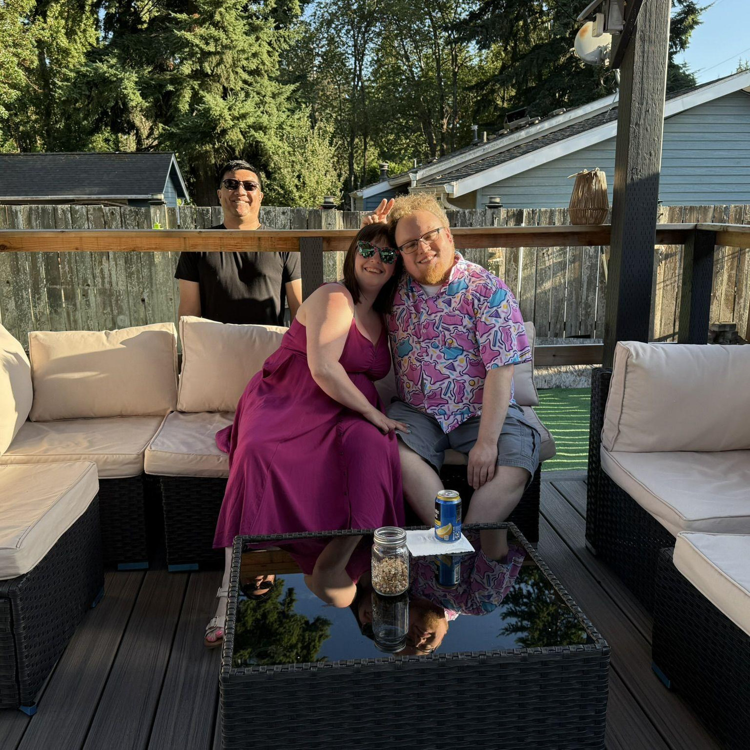 This was taken at a going away party for friends we love dear, but it was also a nice day to have fun and relax. If you look closely, you can see that Royale made a bad decision to not wear sunscreen.