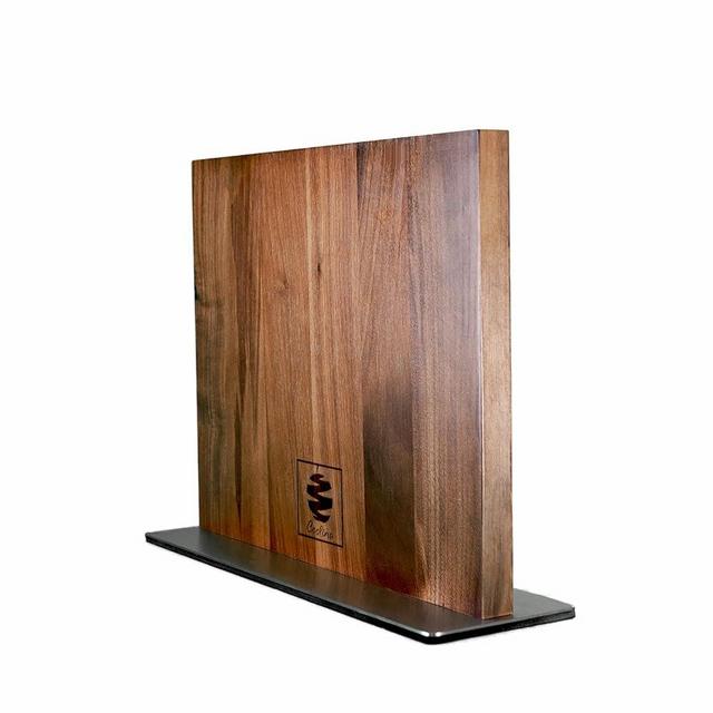 Coolina Walnut Magnetic Knife Holder, Elegant Design Knives Block Stand, Multifunctional, Double Side Magnets with Steel Base
