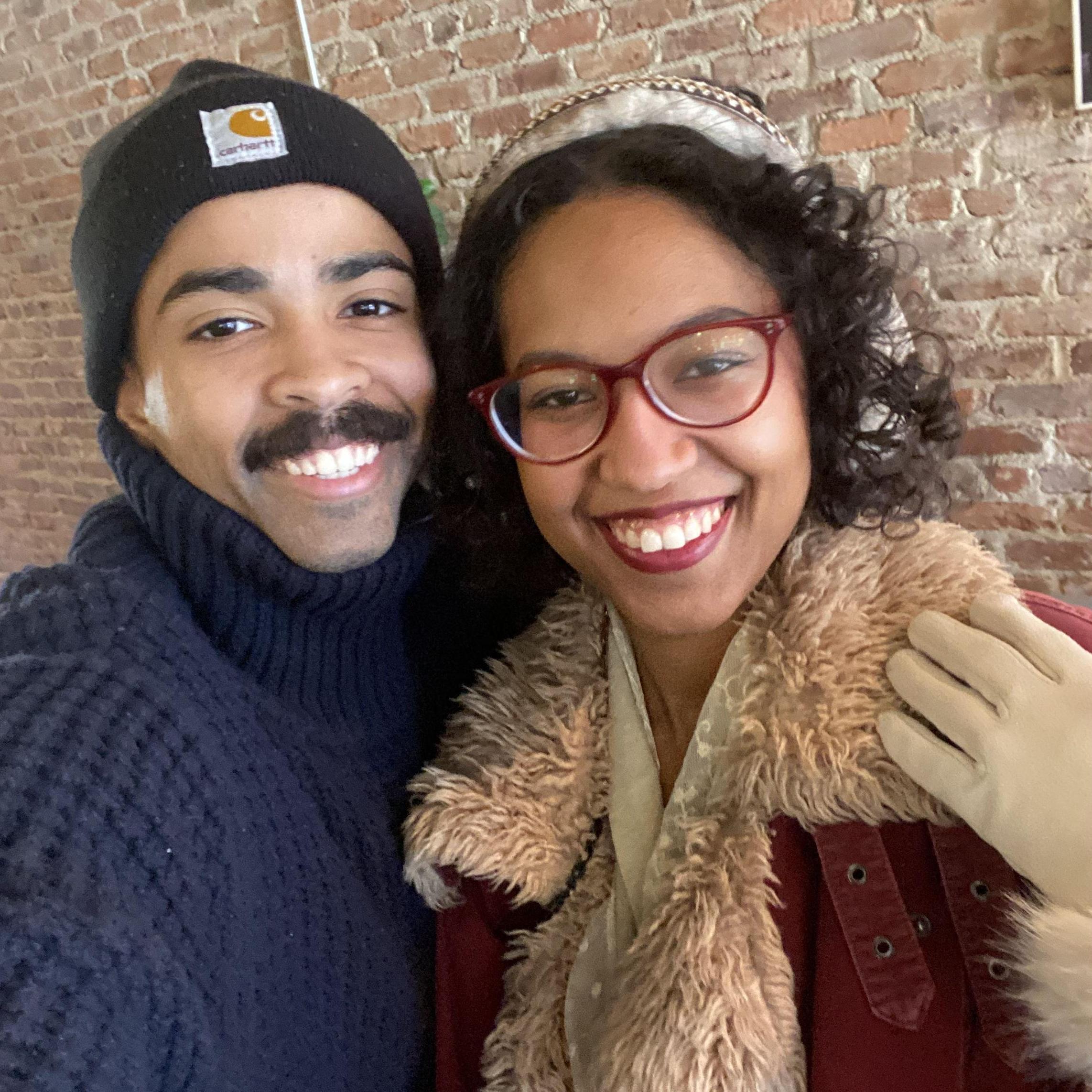 Camille and Matthew celebrating Christmas together at their favorite crepe restaurant!