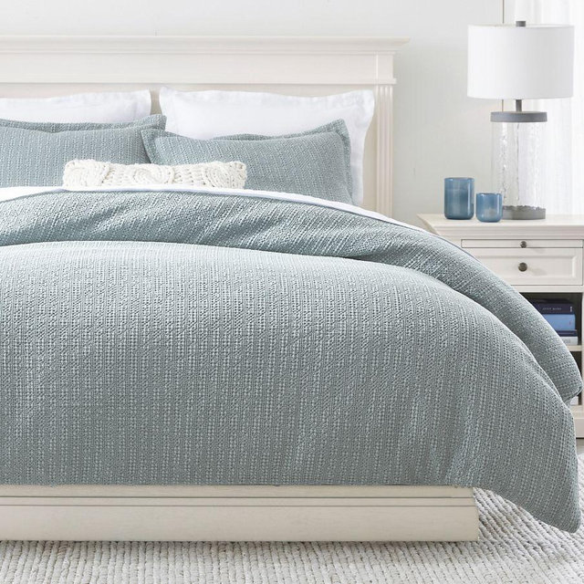 Honeycomb Cotton Duvet Cover, King/Cal. King, Light Chambray