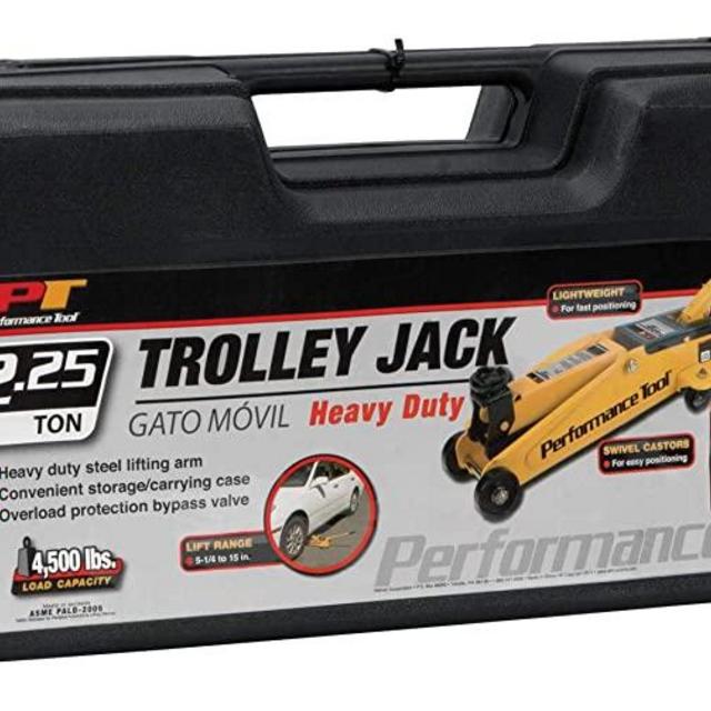 Performance Tool W1611 2.25 Ton (4,500 lbs.) Capacity Trolley Jack with Case