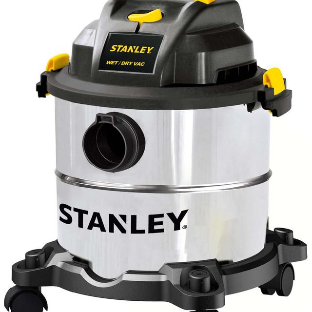 Stanley 5 Gallon Wet Dry Vacuum, 4 Peak HP Stainless Steel 3 in 1 Shop Vac Blower with Powerful Suction, Multifunctional Shop Vacuum W/ 4 Horsepower Motor for Job Site,Garage,Basement,Van,Workshop
