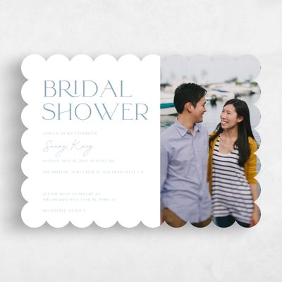 Blue Scalloped Wedding Wedding Shower Invitation - Blonshine Photo