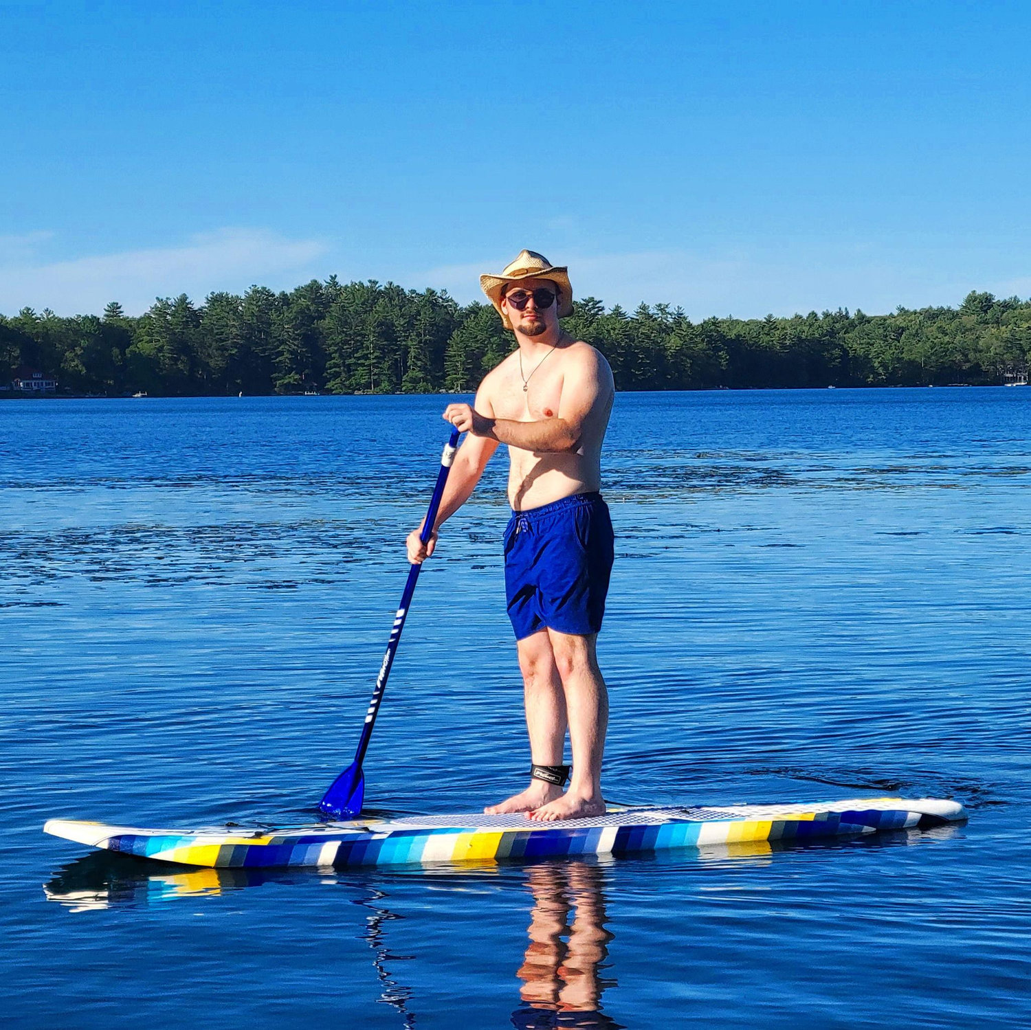 David paddle boarding in the Poconos.