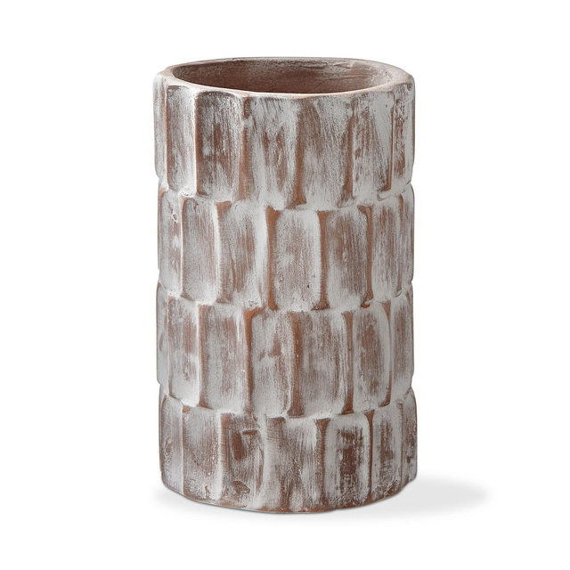 tagltd Tuscon Whitewash Terracotta Planter Vase, 5.0L x 5.0W x 8.0H inches
