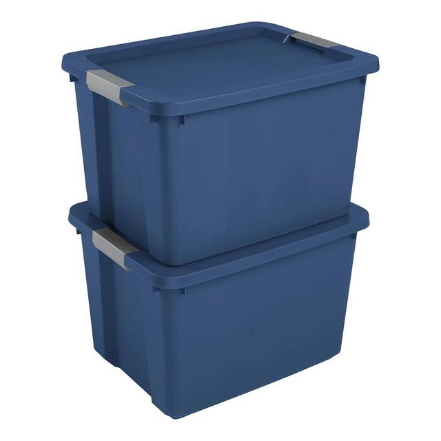 20 Gallon Stackable Storage Bin with Latch Lid, Heavy Duty Plastic Storage Container Large Organizer Tote for Garage, Basement, Home Organization, Blue