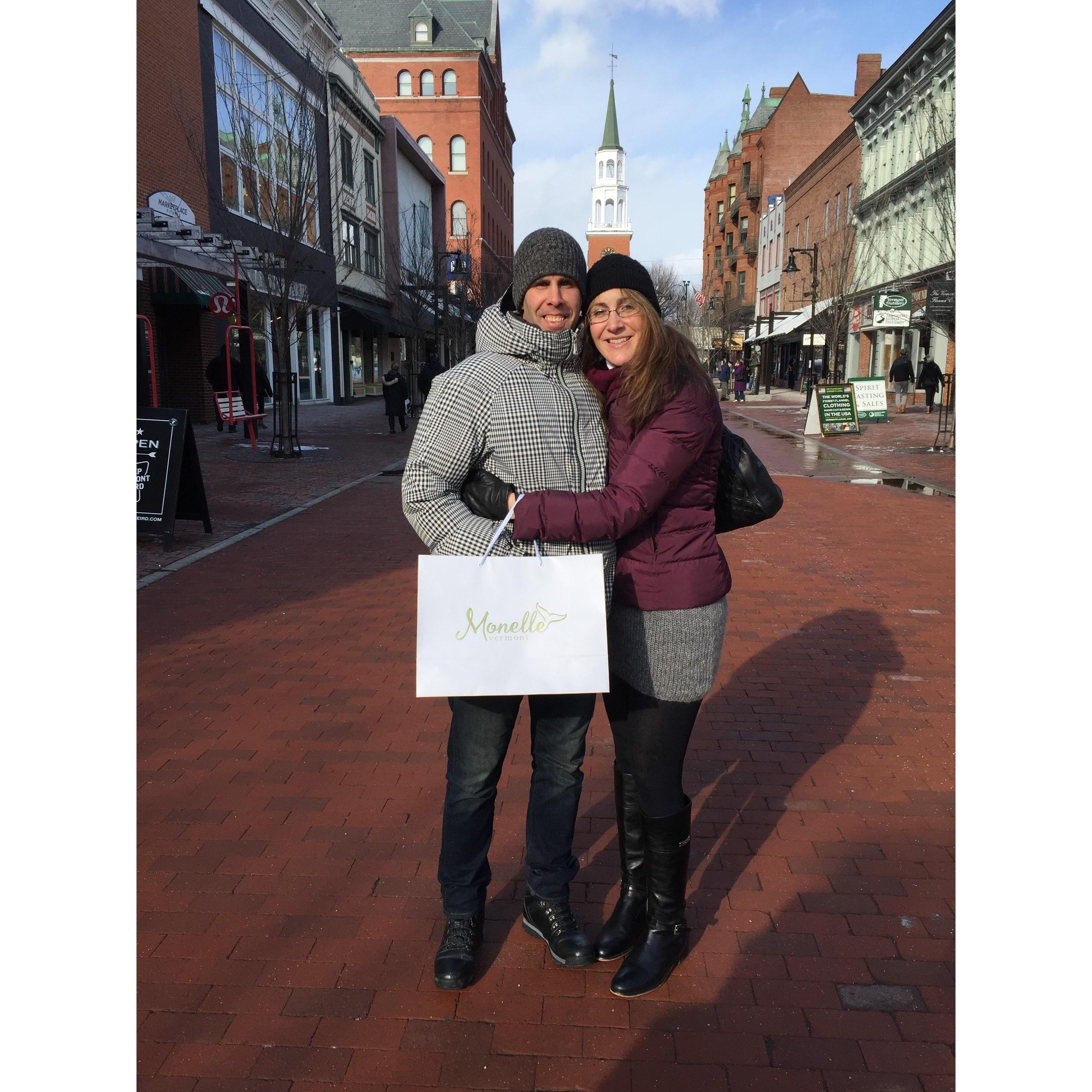 Post Lunch Shopping on Church Street at my favorite...Monelle's! Little did I know my hand was right near the ring box that would make its appearance two hours later!