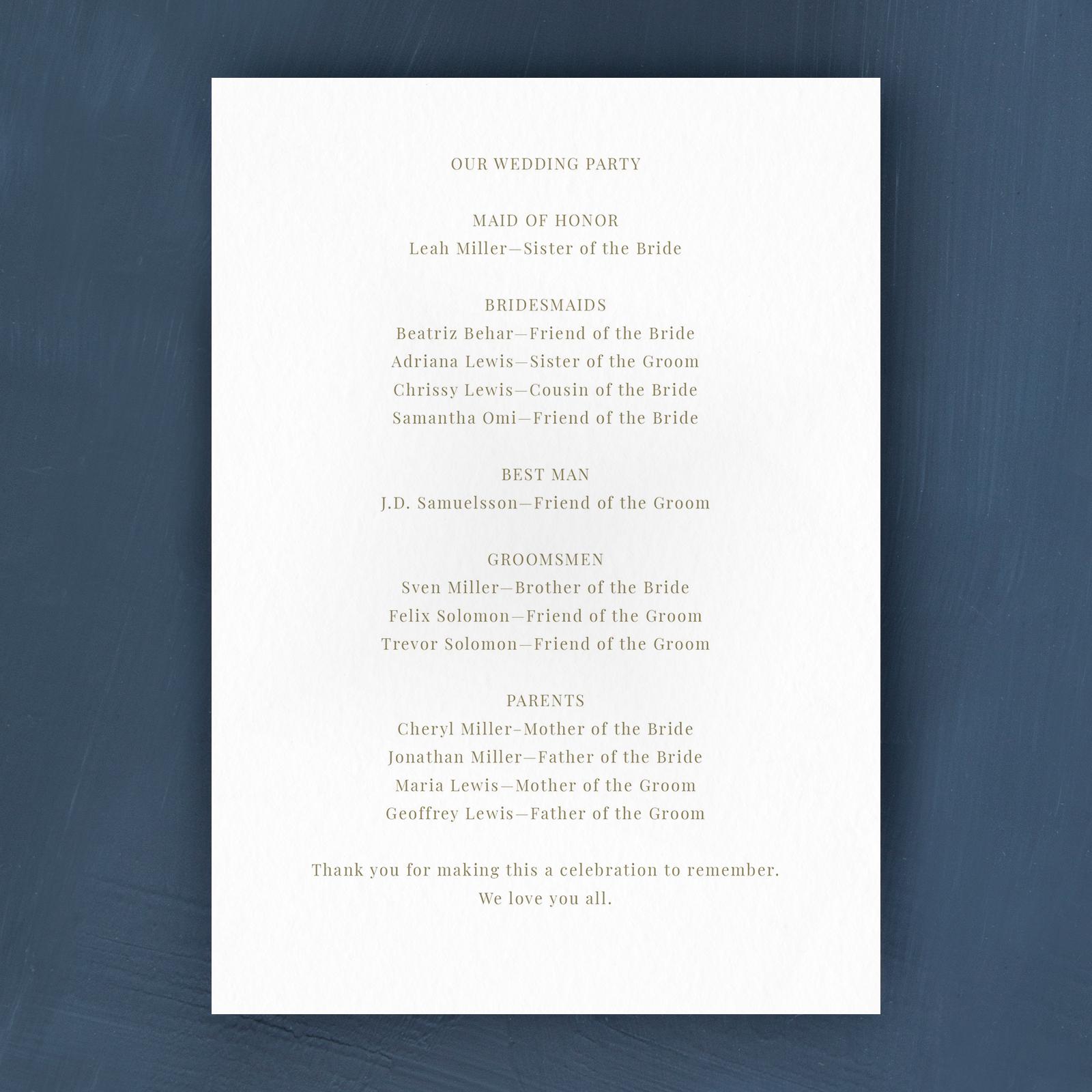 Zola Wedding Programs - Baker