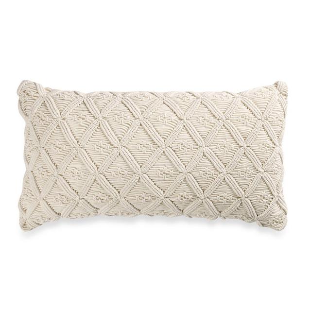 Wamsutta® Vintage Washed Linen Macramé Oblong Throw Pillow in Linen