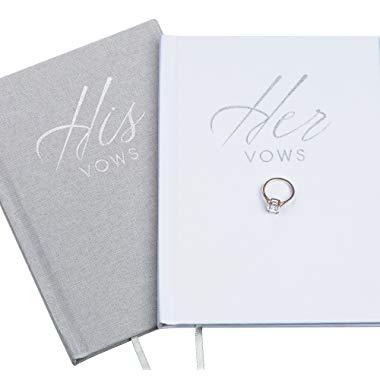 FLUYTCO Wedding Vow Book Keepsakes (2 Book Set, His & Hers) Linen Hardcover - Bonus Wedding Day Cards - Vow Renewal - Bridal Shower Gifts - Booklet - Journal - Future Mrs & Mr