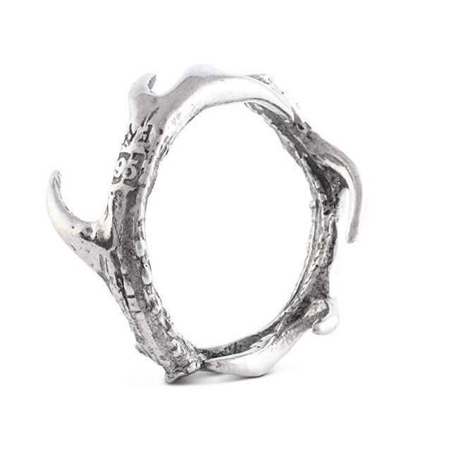 Vagabond House Solid Pewter Cast Metal Antler/Horn/Deer Rustic Napkin Ring Artisan Handcrafted for Refined Cabin Lodge Mountain Table Heirloom Quality (Sold as Single Ring) 1.5 inch Diameter