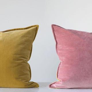 Square Reversible Cotton Velvet Pillow