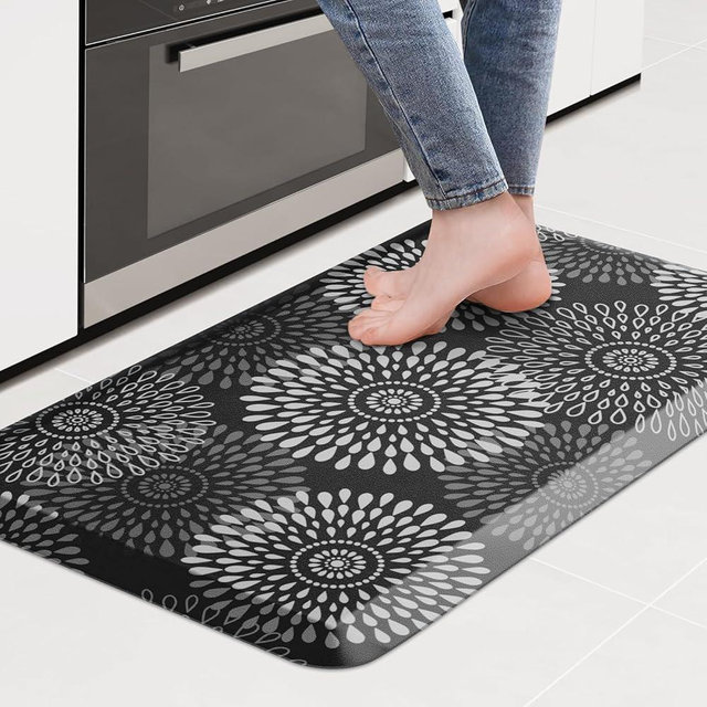 LuxStep Kitchen Mat Waterproof Kitchen Rugs for Floor Cushioned Anti-Fatigue Mat Non-Slip Standing Desk Mat Comfort Floor Mats for House Sink Office 17.3" x 28" Black