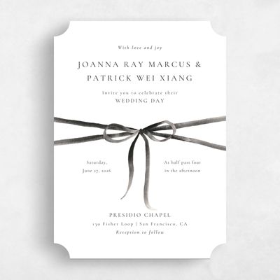White Ticket Wedding Invitation - Brunate Portrait