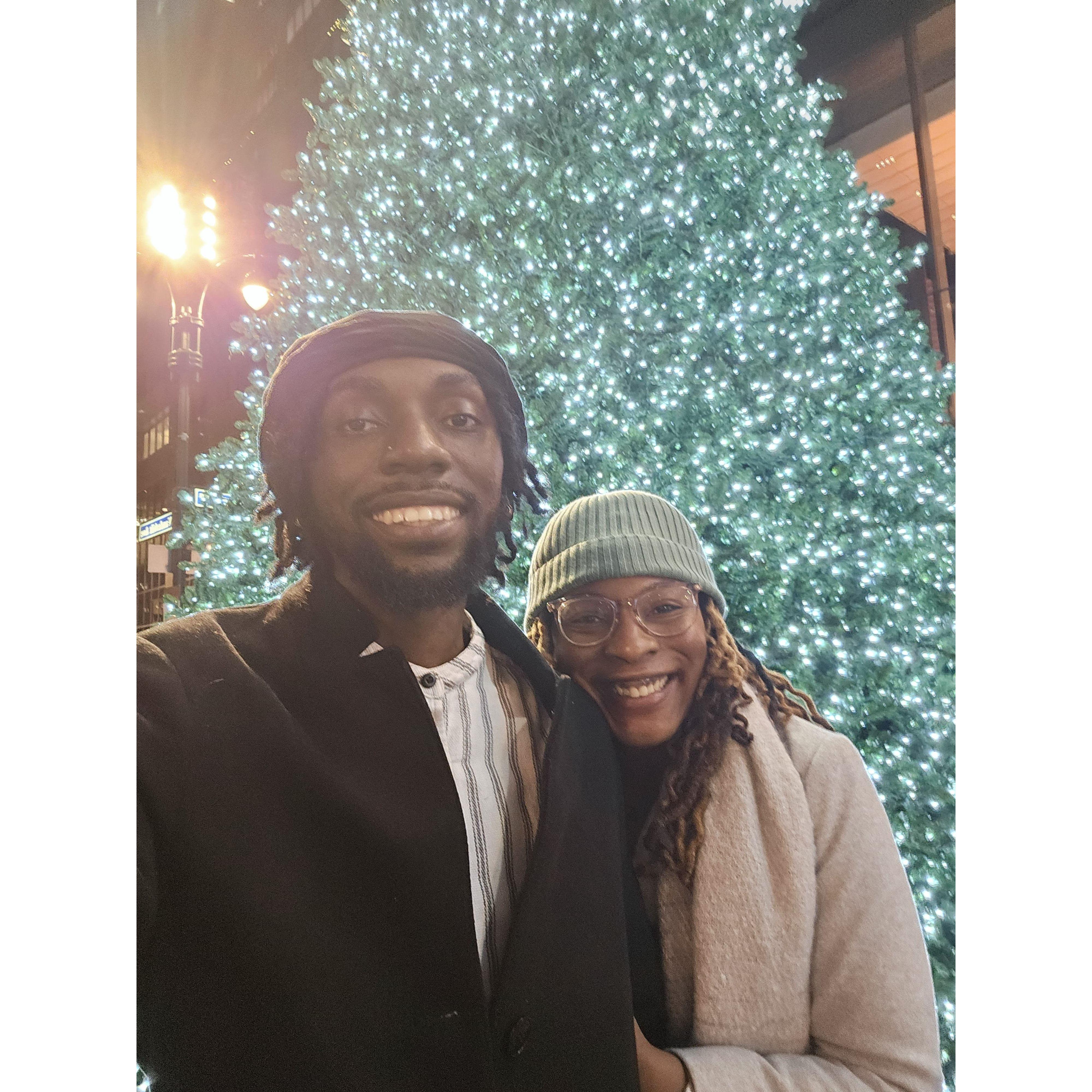Nate asked Harley to be his girlfriend by the famous Rockefeller Tree. Since then, the couple tries to visit a tree yearly during the holiday season