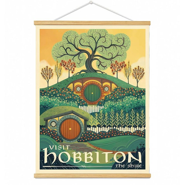 Middle Earth Landscape Wall Art Prints Canvas PaintingFantasy Posters, Wall Pictures, For Travel Gift, Canvas Art with Frames, For Office Home Decor Bedroom Living Room Wall Decor.（16L" x 12W"）