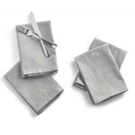 Monogram Grey Dinner Napkins - Set of Four