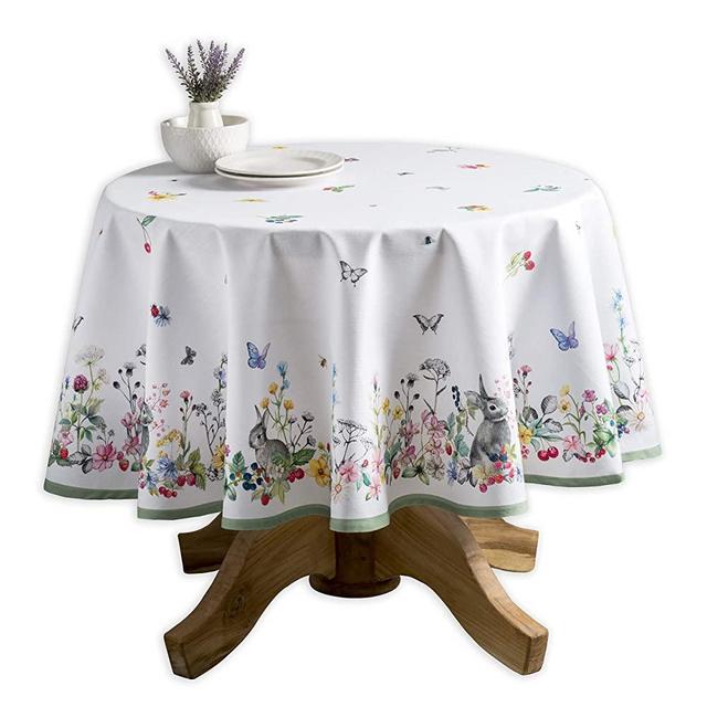 Maison d' Hermine Printemps 100% Cotton Tablecloth for Kitchen Dining | Tabletop | Decoration | Parties | Weddings | Spring/Summer (Round, 63 Inch Diameter)