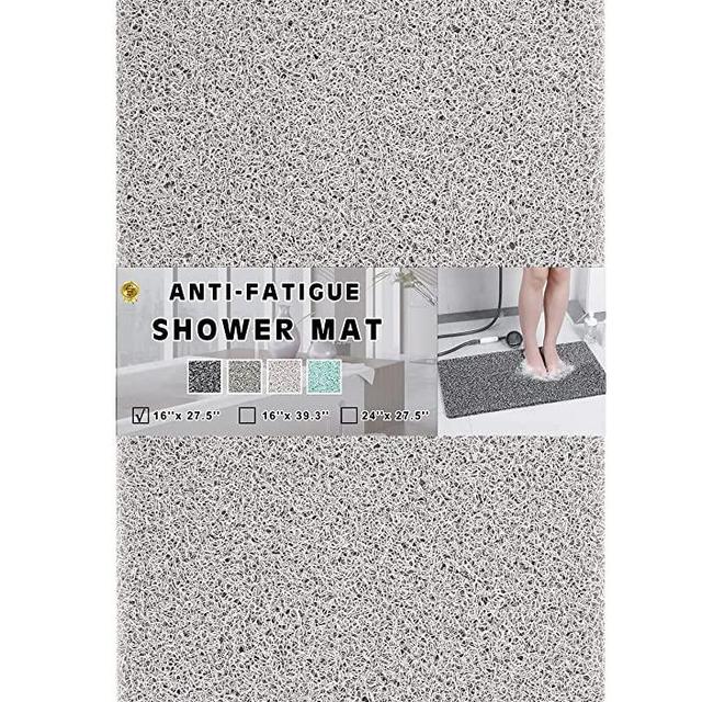 Rzoysia 0.6" Extra Thick No Suction Cups Non Slip Shower Mat, 27.5x16, Two Colors Design Anti-Dirty Bathtub Mat, PVC Loofah Massage Foot Mat for Bathroom, Quick Drying, Anti-Fatigue