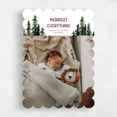 White Scalloped Holiday Card - Lucerne