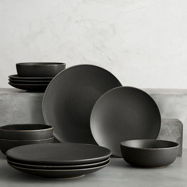 Mason Stoneware 12-Piece Dinnerware Set - Charcoal