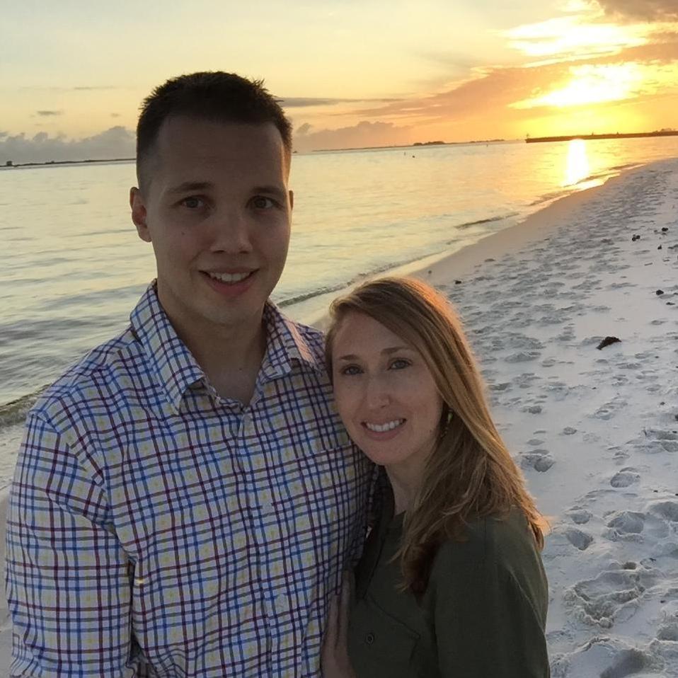 Taking a picture at sunset along the Gulf coast on Pensacola Air Force base where Trent spent four months in training in 2015.