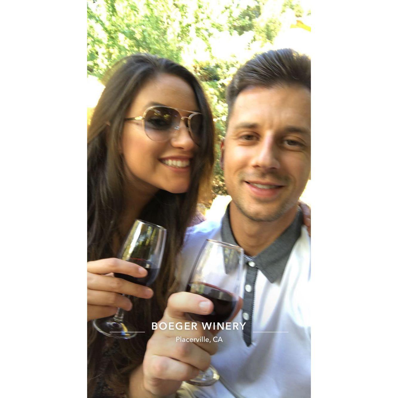 Cheers! At our favorite winery in Placerville.