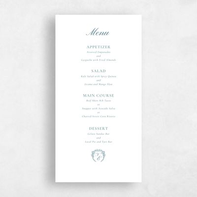 White Wedding Menu - Pasquo