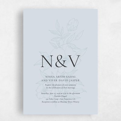 Blue Floral Wedding Invitation - Cardinell Bloom