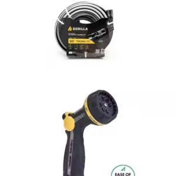 ToughLite 5/8 in. x 50 ft. Heavy Duty Garden Hose and Thumb Control 8-Pattern Nozzle Combo