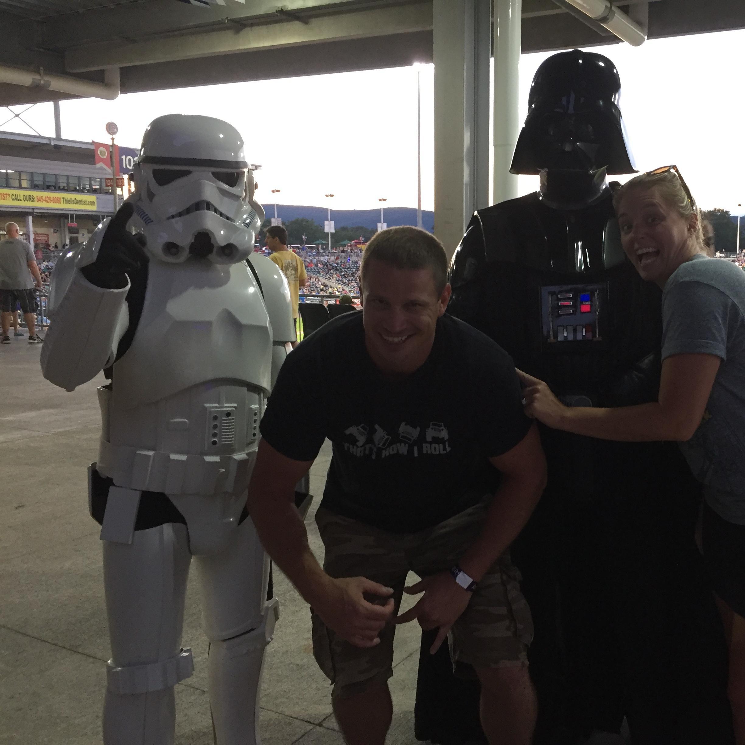 Rob's 34th birthday party. Rockland Boulders- Star Wars Day! 2017