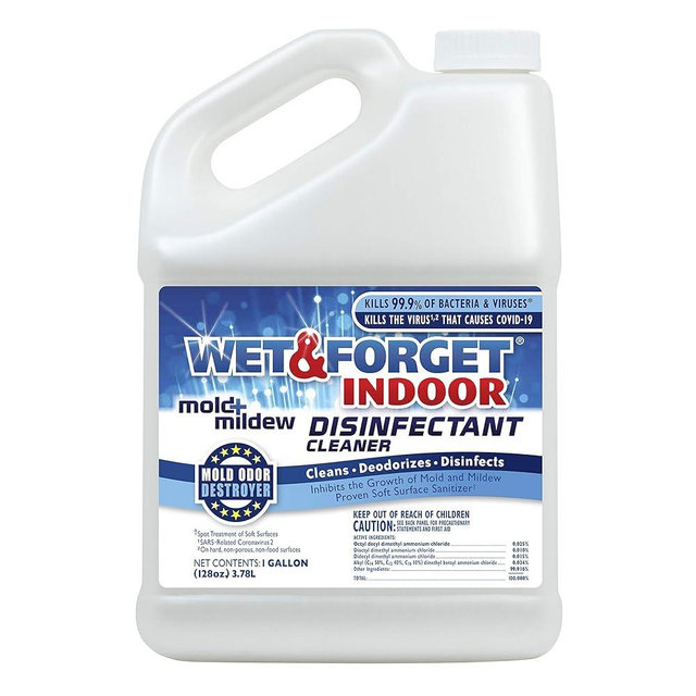 Wet & Forget Indoor Mold and Mildew All-Purpose Cleaner Deodorizes, Disinfects, Kills 99.9% of Bacteria and Viruses, Refill, 128 Fl. Oz.