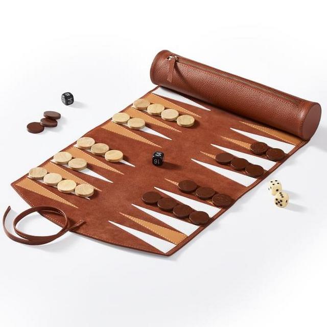 Leather Travel Backgammon Set (Camel)