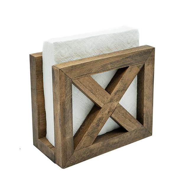 FROSTY Rustic Napkin Holder, Napkin Holder, Napkin Holders for Tables, Kitchen Table, Restaurants, Gifts and Nature Vintage Farmhouse Decor 100% Premium Material Natural Beech Tree Made (Walnut Color)
