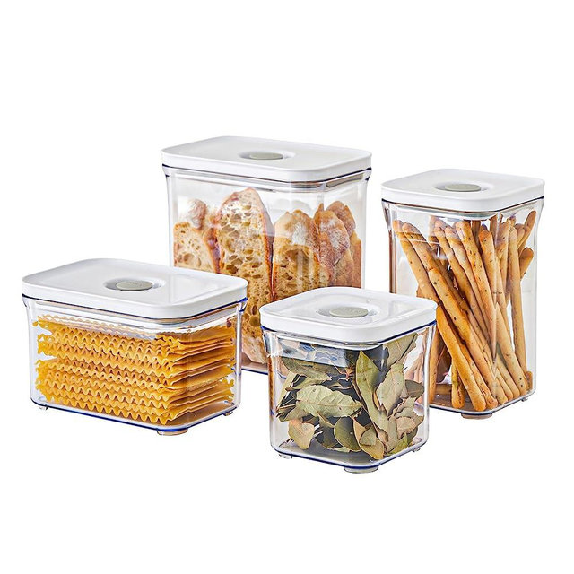 VAKUEN Premium Airtight Food Storage Containers, 4PC-SET, Smart One-Click Seal Lid, No Hinges, Patented Double Silicone Lining, 100% Leak Proof, BPA-FREE, Dishwasher, Freezer & Microwave Safe