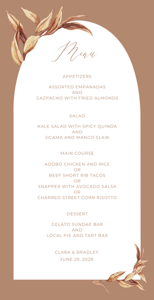 Caoba | White | Zola Wedding Menus