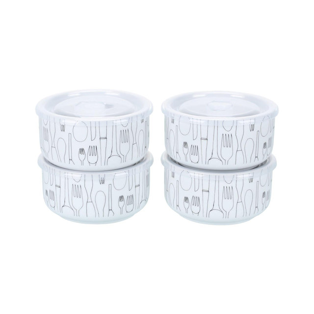 BIA Cordon Bleu Porcelain 30 oz. Cutlery Storage Jars with Lids, Set of 4