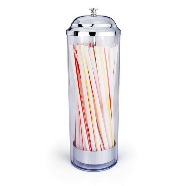 New Star Foodservice 26641 Stainless Steel Straw Dispenser, 3.5-Inch by 10.6-Inch, Clear