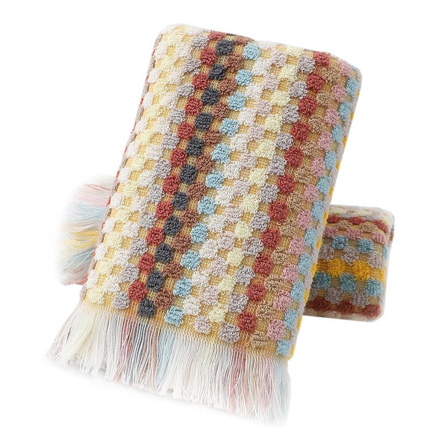 Pidada Hand Towels Set of 2 Colorful Polka Dot Pattern 100% Cotton Absorbent Soft Decorative Towel for Bathroom (Yellow)